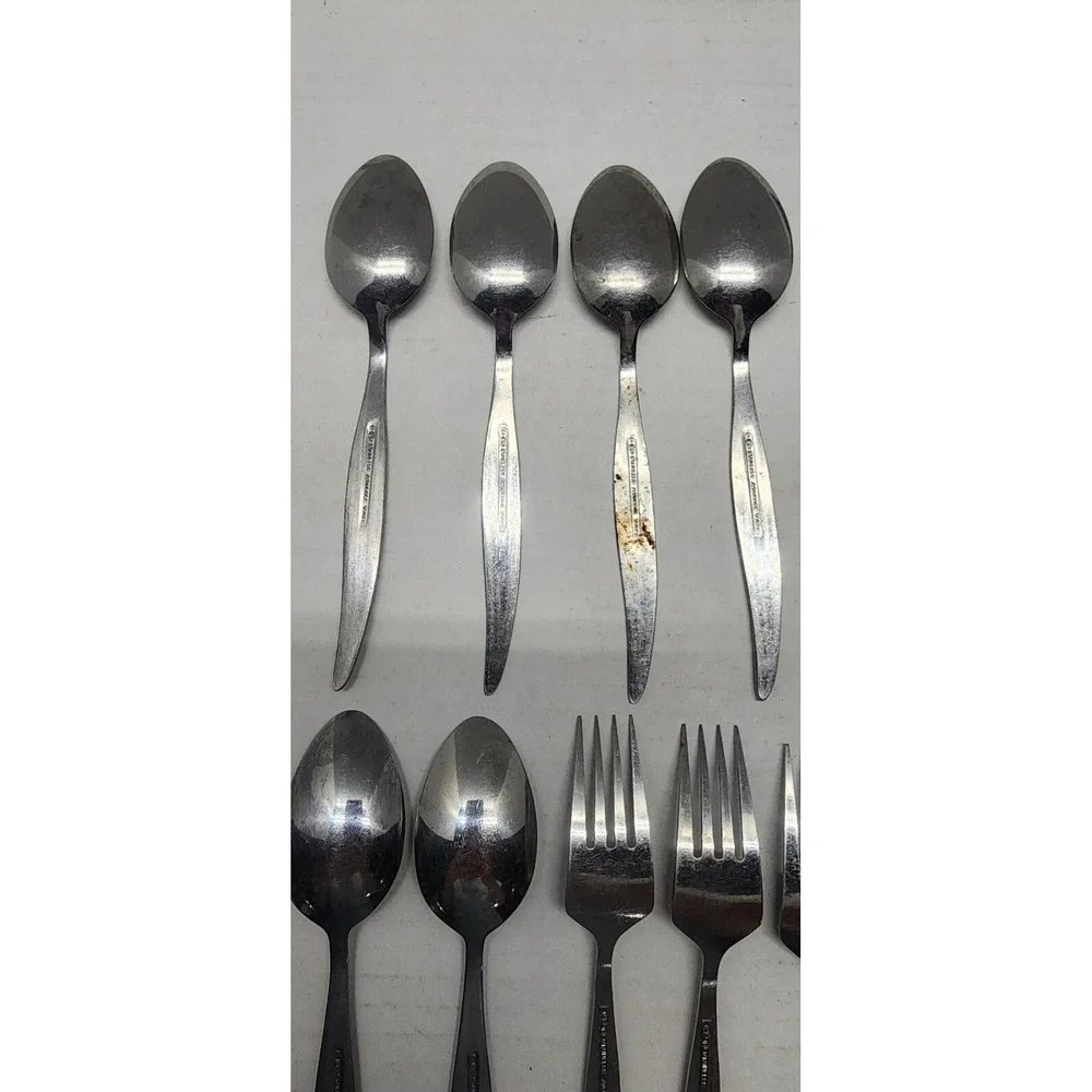 14 Pcs Hanford Forge Stainless Steel Flatware AVON ROSE Spoons, Forks, Knives